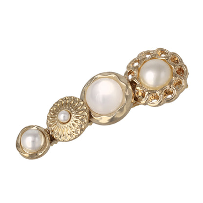 ヘアクリップ パール メタル チェーン ボタン フラワー