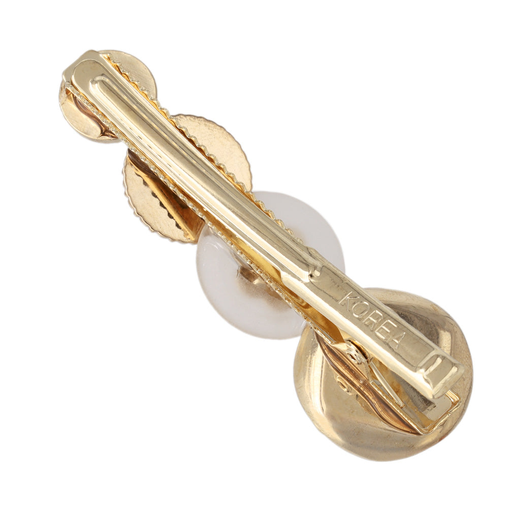 ヘアクリップ パール メタル ウェーブ ボタン フラワー