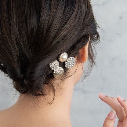 ヘアクリップ ミニ パール ボタン 2個セット