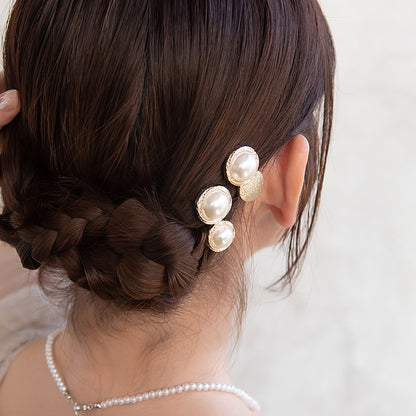 ヘアクリップ ミニ パール ボタン 2個セット