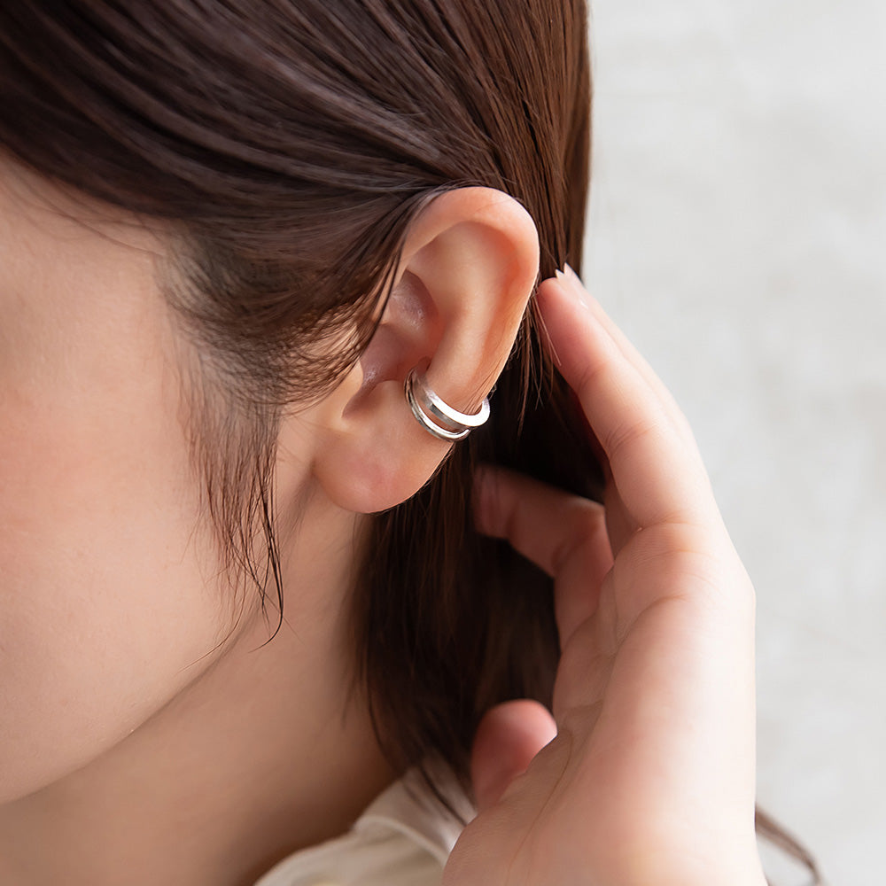 イヤーカフ ニッケルフリー メタル 2連風 イヤリング 【片耳用】