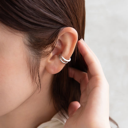 イヤーカフ ニッケルフリー メタル 2連風 イヤリング 【片耳用】
