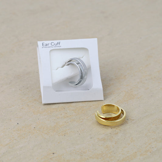 イヤーカフ ニッケルフリー メタル 梨地 2連風 イヤリング 【片耳用】