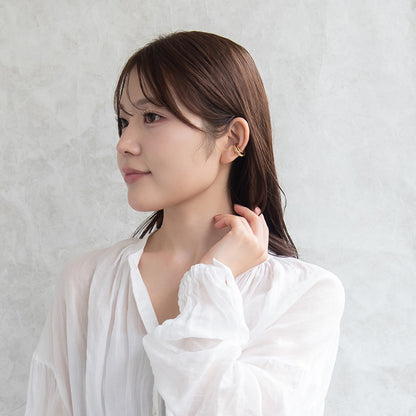 イヤーカフ ニッケルフリー メタル 梨地 2連風 イヤリング 【片耳用】