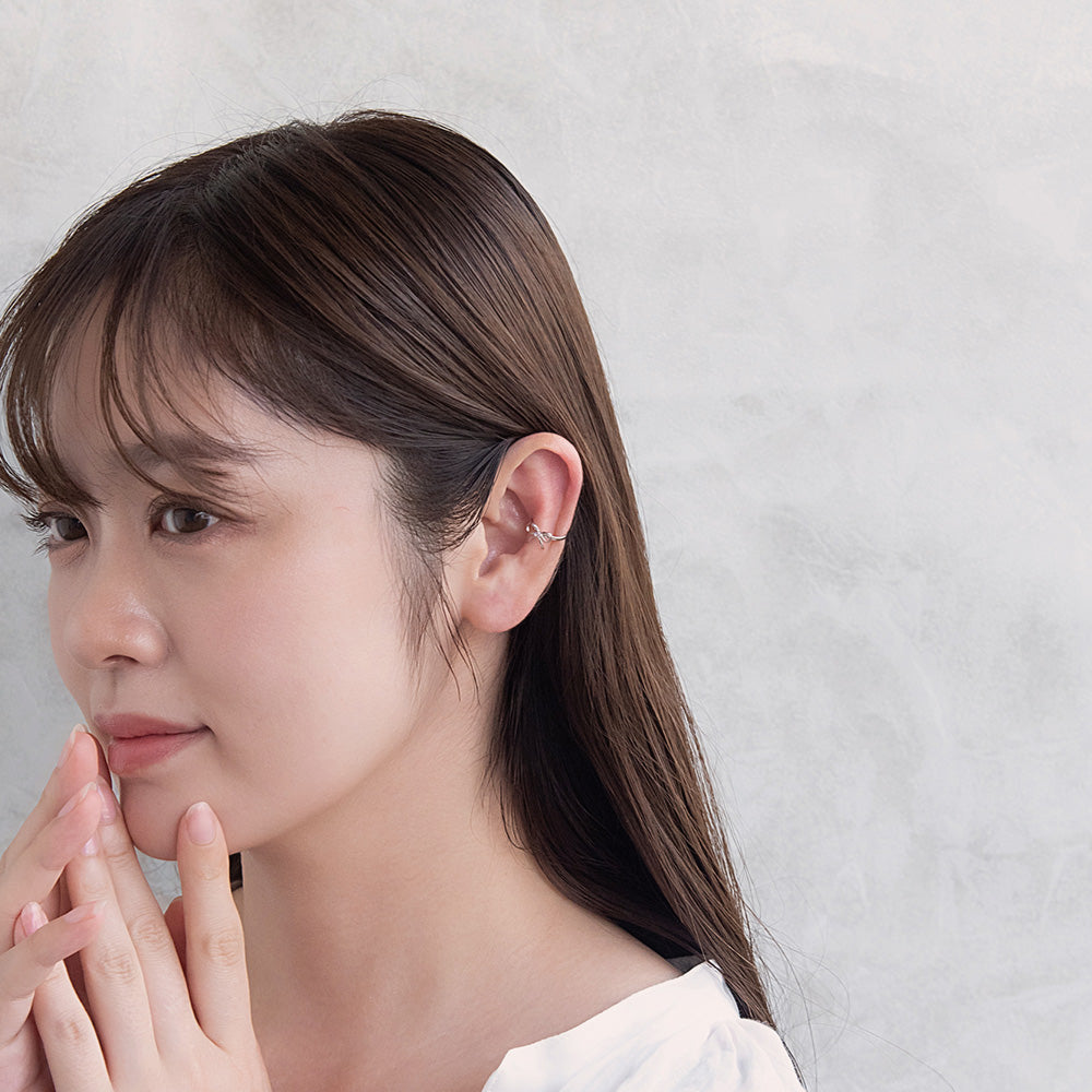 イヤーカフ ニッケルフリー メタル リボン イヤリング 【左耳用】