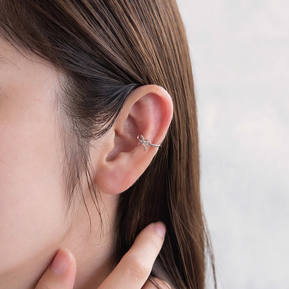 イヤーカフ ニッケルフリー メタル リボン イヤリング 【左耳用】