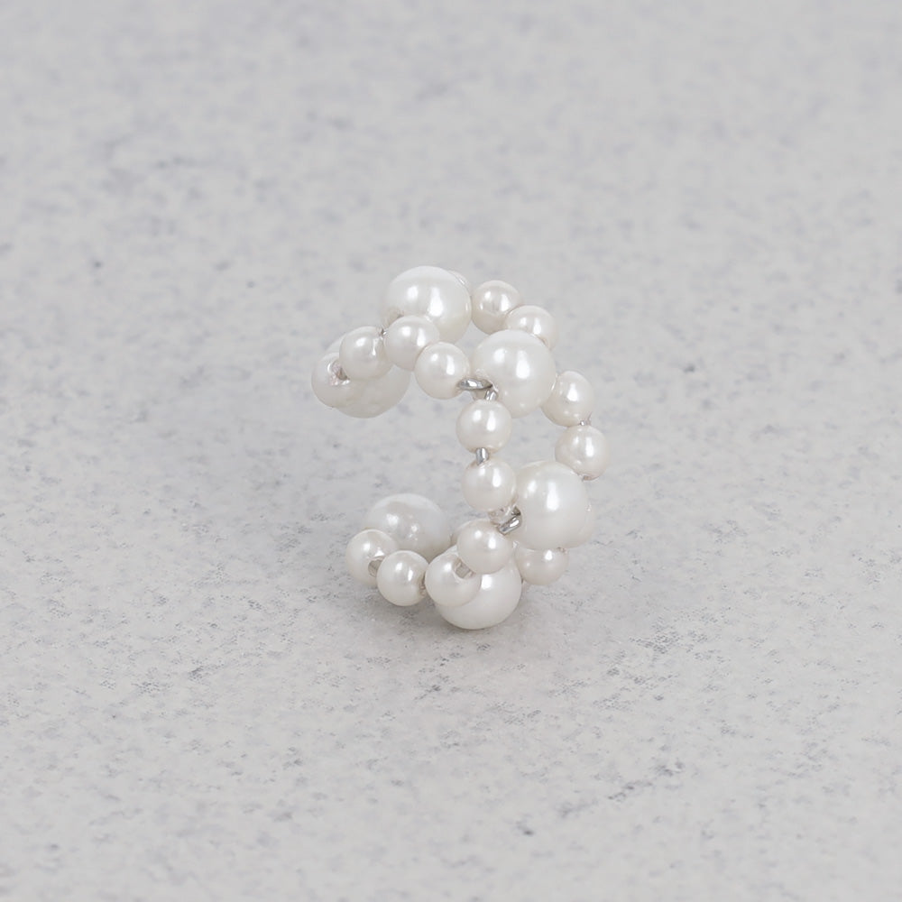 イヤーカフ ニッケルフリー パール ダブルライン ドット イヤリング 【片耳用】