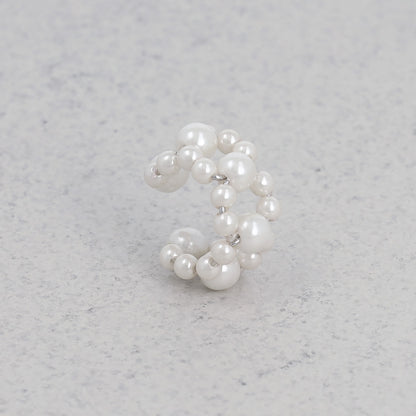 イヤーカフ ニッケルフリー パール ダブルライン ドット イヤリング 【片耳用】