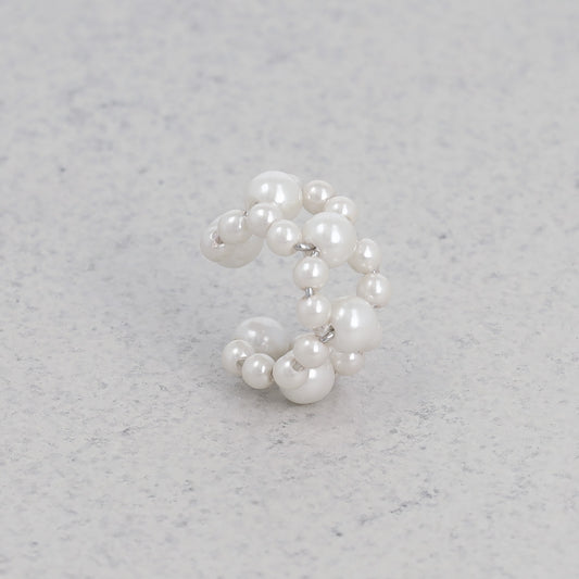 イヤーカフ ニッケルフリー パール ダブルライン ドット イヤリング 【片耳用】