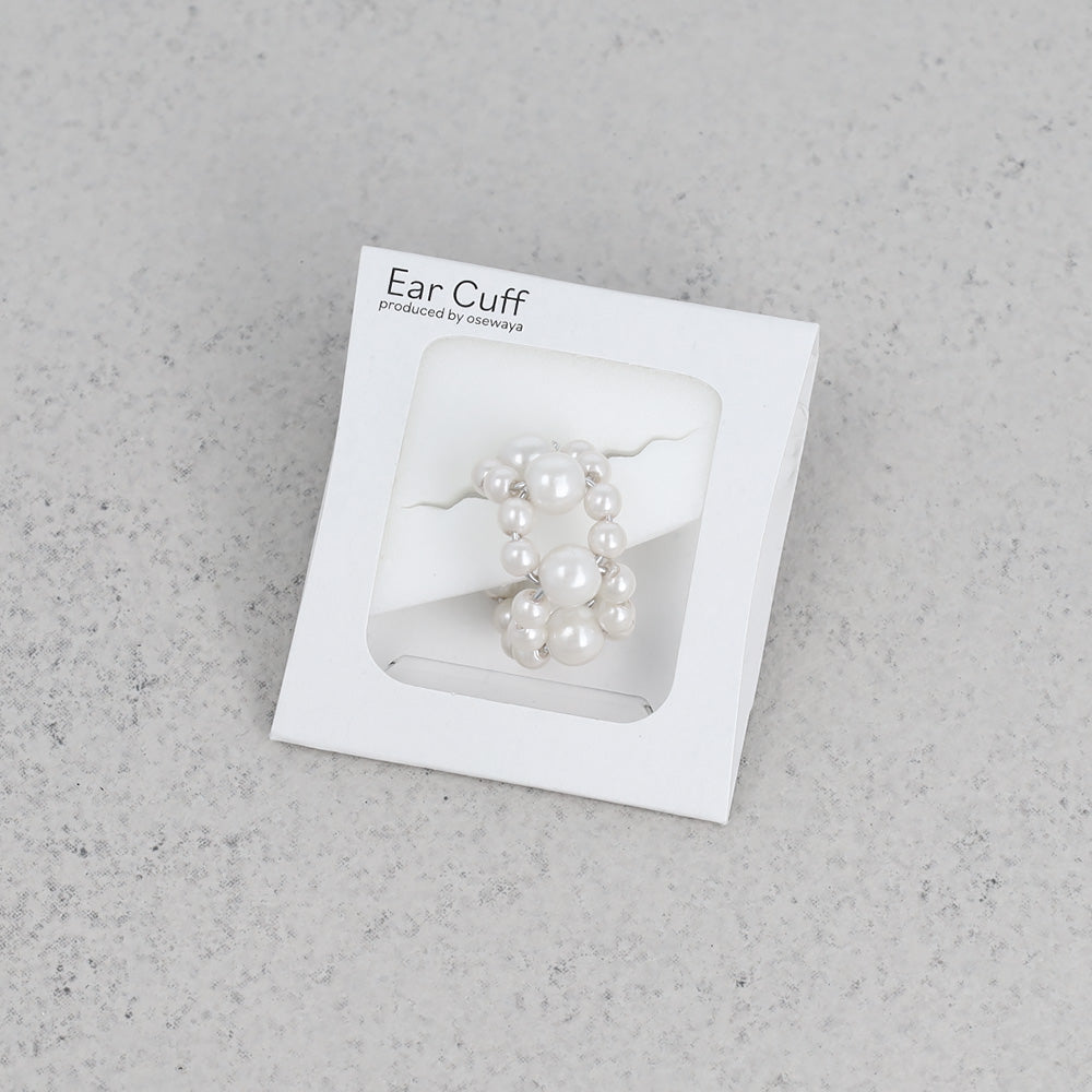イヤーカフ ニッケルフリー パール ダブルライン ドット イヤリング 【片耳用】