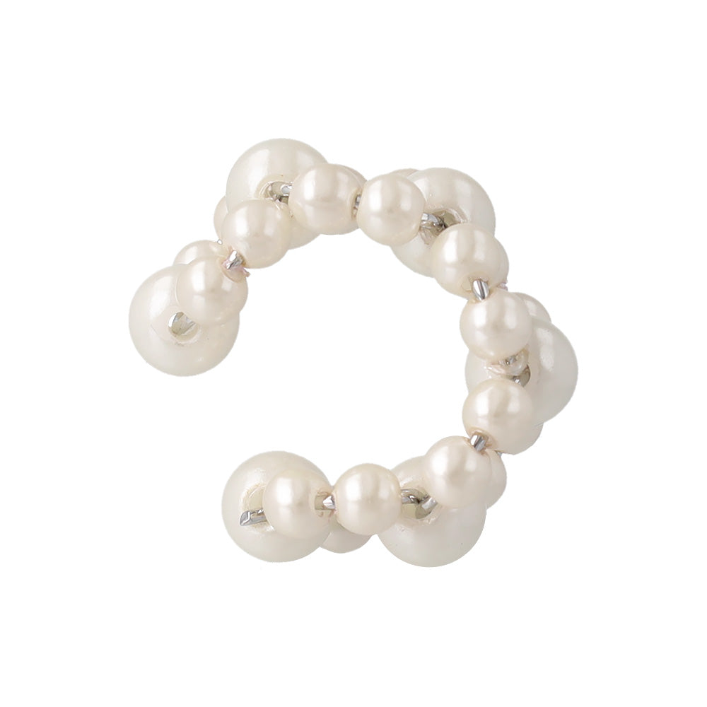 イヤーカフ ニッケルフリー パール ダブルライン ドット イヤリング 【片耳用】