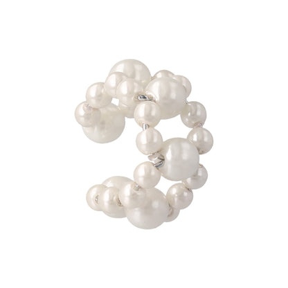 イヤーカフ ニッケルフリー パール ダブルライン ドット イヤリング 【片耳用】