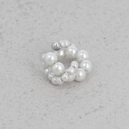 イヤーカフ ニッケルフリー パール クロス ツイスト イヤリング 【片耳用】