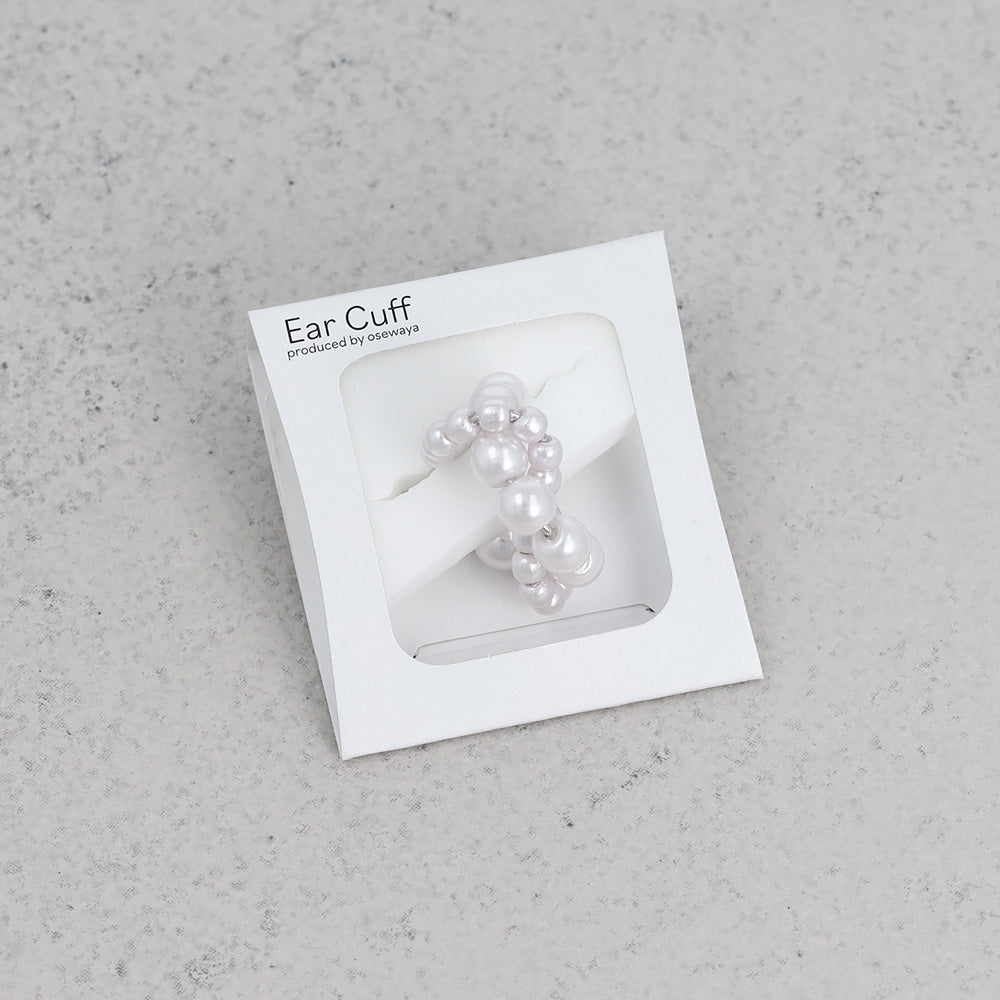 イヤーカフ ニッケルフリー パール クロス ツイスト イヤリング 【片耳用】