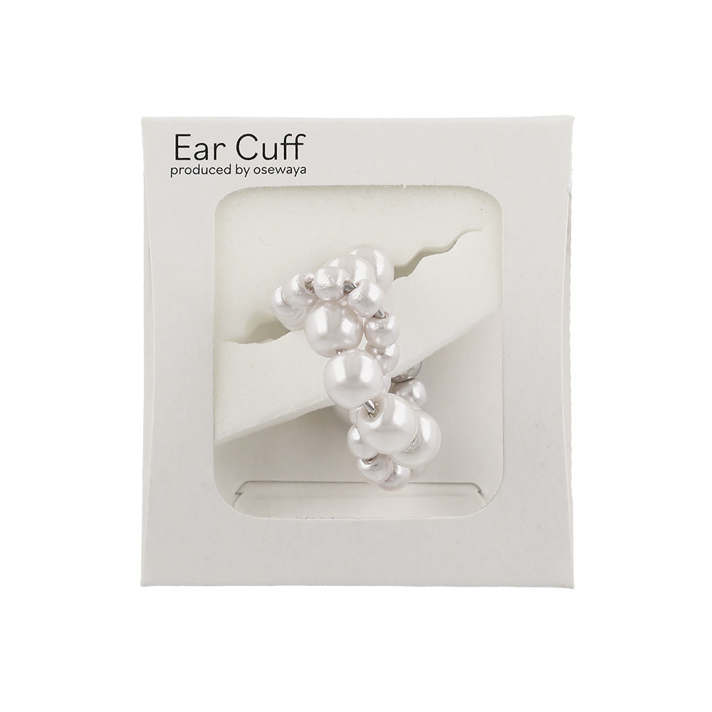 イヤーカフ ニッケルフリー パール クロス ツイスト イヤリング 【片耳用】