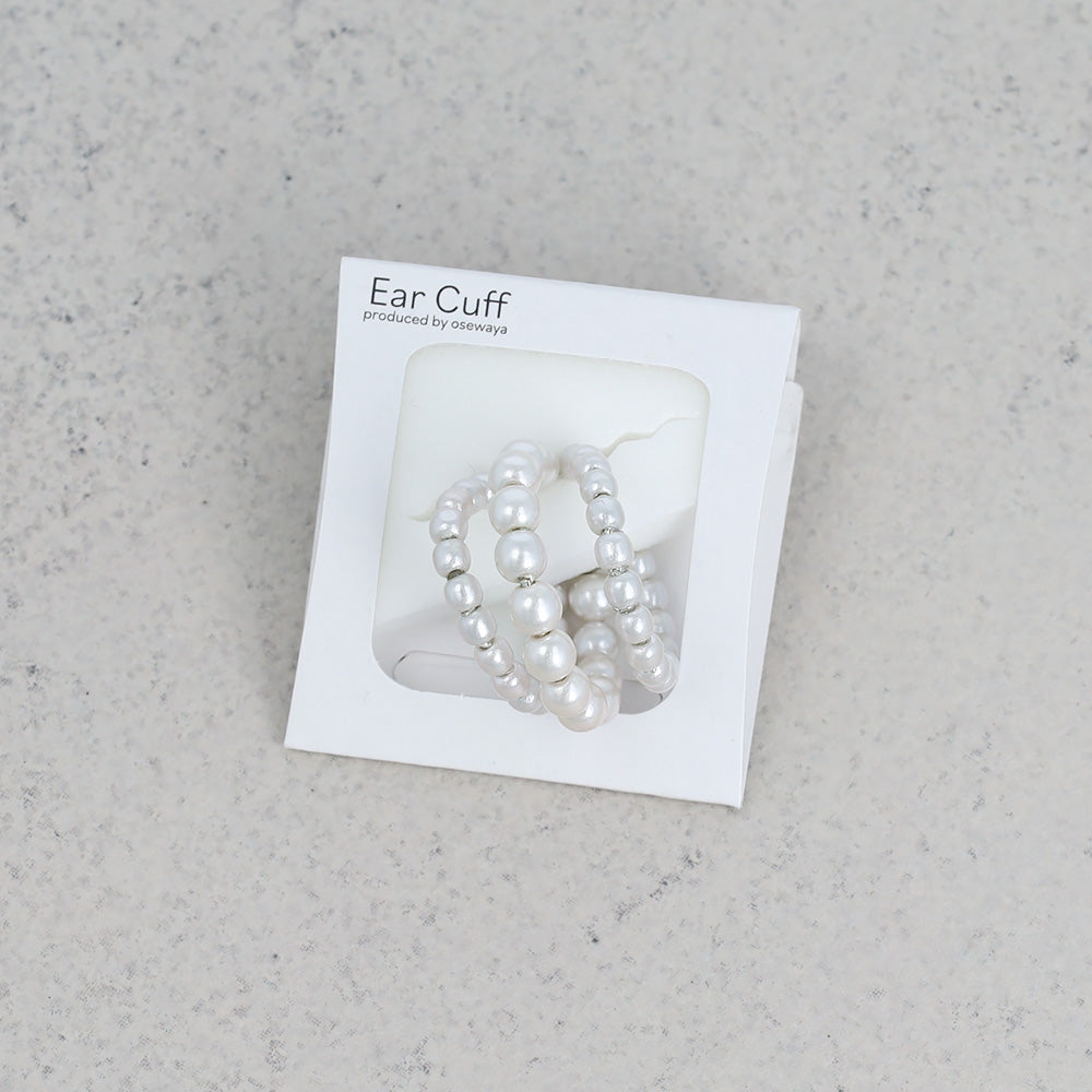 イヤーカフ ニッケルフリー パール トリプル ライン イヤリング 【片耳用】