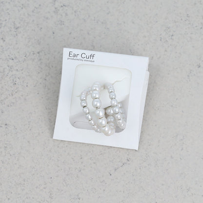 イヤーカフ ニッケルフリー パール トリプル ライン イヤリング 【片耳用】