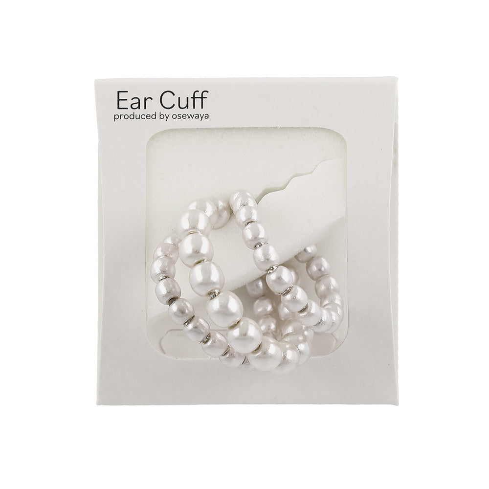 イヤーカフ ニッケルフリー パール トリプル ライン イヤリング 【片耳用】