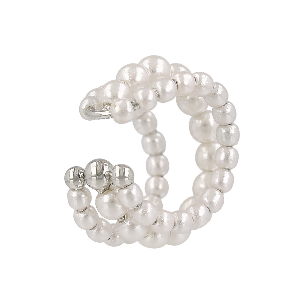 イヤーカフ ニッケルフリー パール トリプル ライン イヤリング 【片耳用】