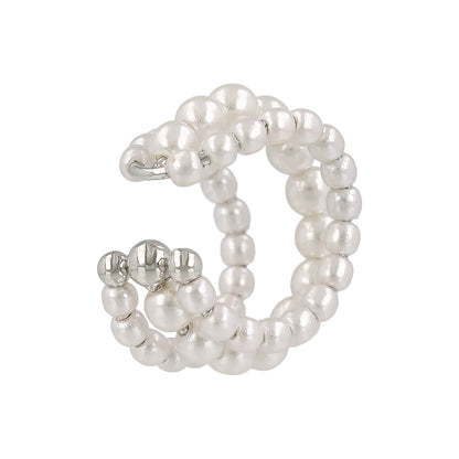 イヤーカフ ニッケルフリー パール トリプル ライン イヤリング 【片耳用】