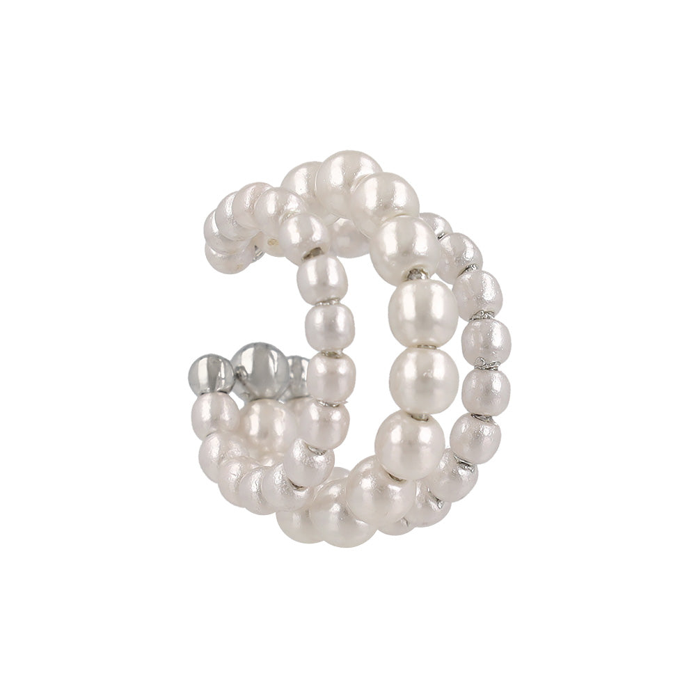 イヤーカフ ニッケルフリー パール トリプル ライン イヤリング 【片耳用】