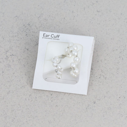 イヤーカフ ニッケルフリー パール ダブル ウェーブ イヤリング 【片耳用】