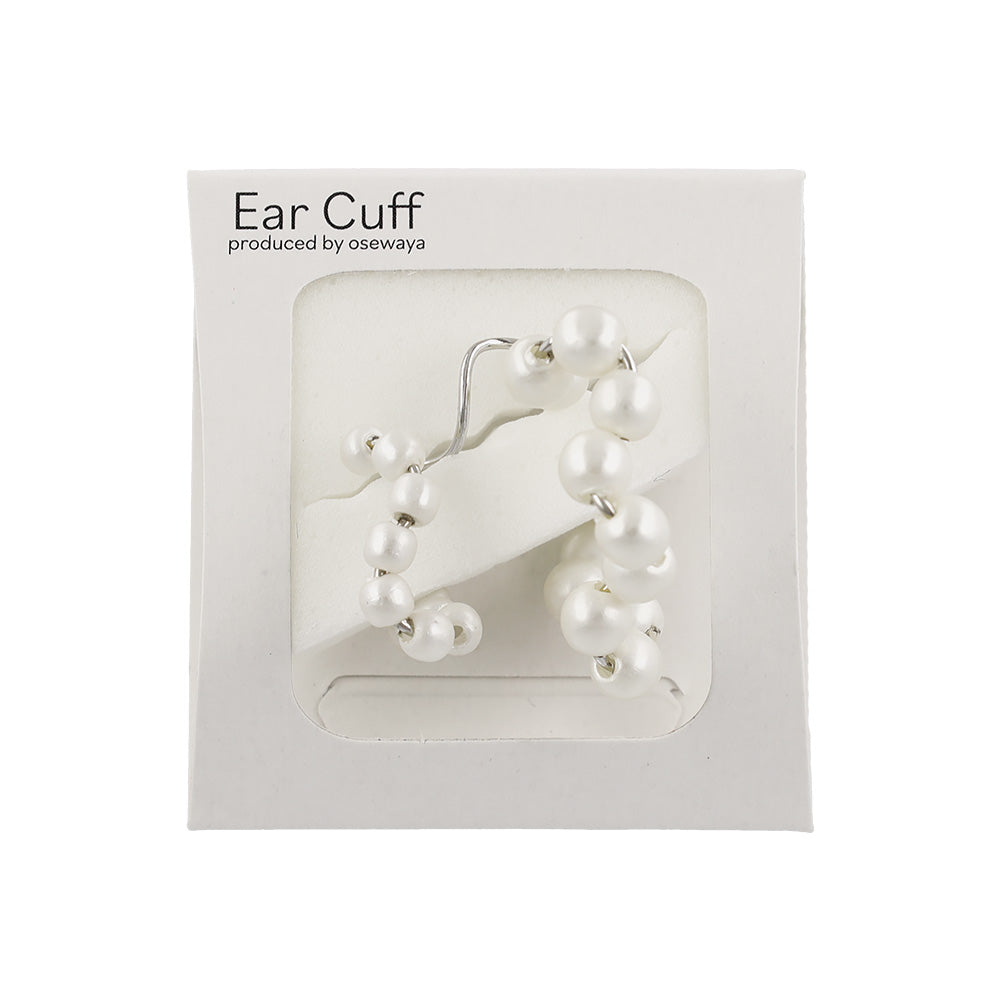 イヤーカフ ニッケルフリー パール ダブル ウェーブ イヤリング 【片耳用】
