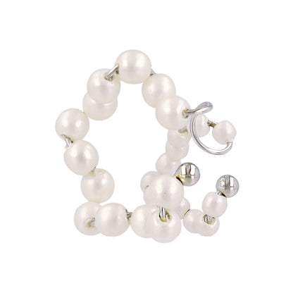 イヤーカフ ニッケルフリー パール ダブル ウェーブ イヤリング 【片耳用】