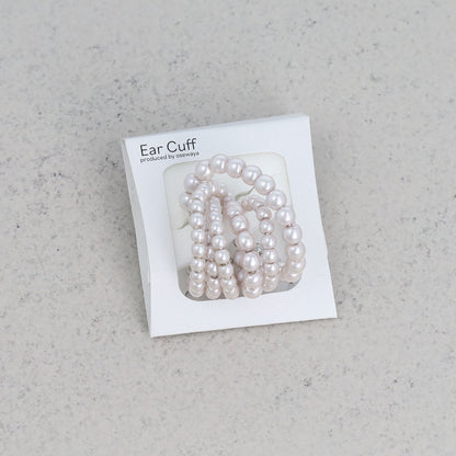 イヤーカフ ニッケルフリー パール ワイド クロスライン イヤリング 【片耳用】