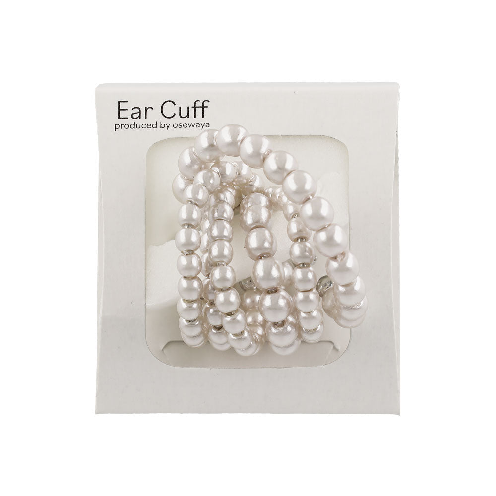 イヤーカフ ニッケルフリー パール ワイド クロスライン イヤリング 【片耳用】