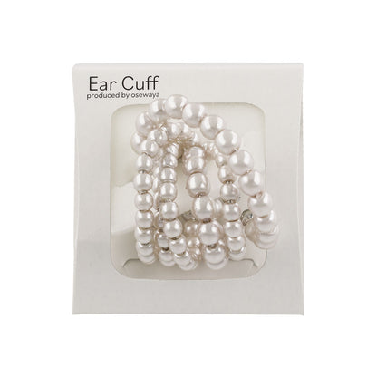イヤーカフ ニッケルフリー パール ワイド クロスライン イヤリング 【片耳用】