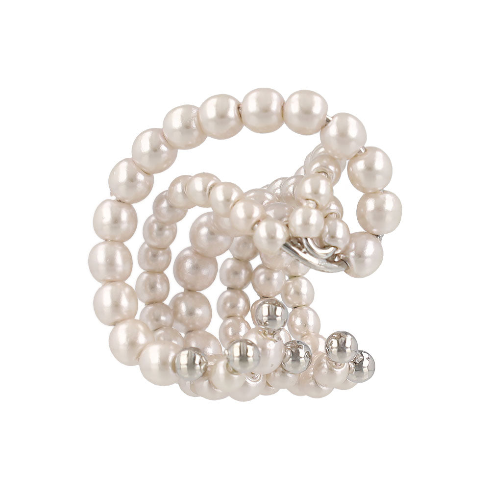 イヤーカフ ニッケルフリー パール ワイド クロスライン イヤリング 【片耳用】