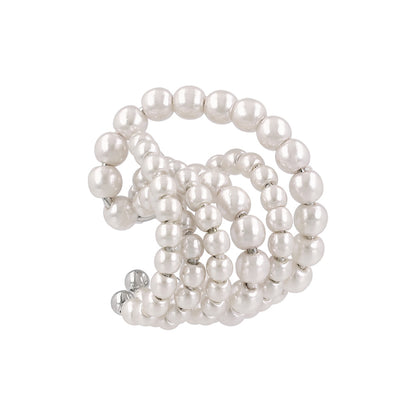 イヤーカフ ニッケルフリー パール ワイド クロスライン イヤリング 【片耳用】