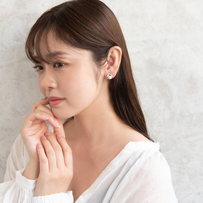 イヤリング ニッケルフリー メタル キュービックジルコニア 淡水パール ドロップ シリコンカバー付き クリップイヤリング