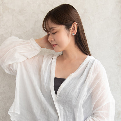 イヤリング ニッケルフリー メタル キュービックジルコニア 淡水パール ドロップ シリコンカバー付き クリップイヤリング