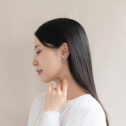 イヤリング ニッケルフリー メタル 合成キャッツアイ サークル ネジバネ式イヤリング