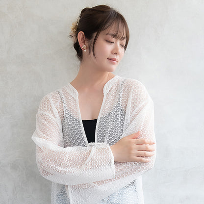 Classy イヤリング ニッケルフリー メタル ワイヤー フラワー 半透明 パール ビーズ ネジバネ式イヤリング