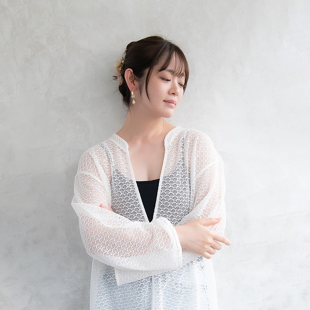 Classy イヤリング ニッケルフリー メタル ワイヤー フラワー ダブル 半透明 リーフ 下がり ネジバネ式イヤリング