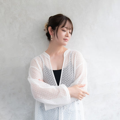 Classy イヤリング ニッケルフリー メタル ワイヤー フラワー ダブル 半透明 リーフ 下がり ネジバネ式イヤリング