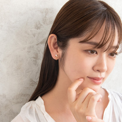 イヤリング ニッケルフリー メタル ワイヤー ドロップ パール ストーン ネジバネ式イヤリング