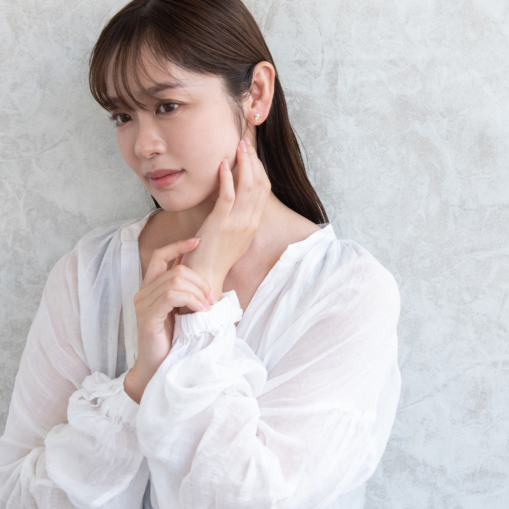 イヤリング ニッケルフリー メタル ワイヤー ドロップ パール ストーン ネジバネ式イヤリング