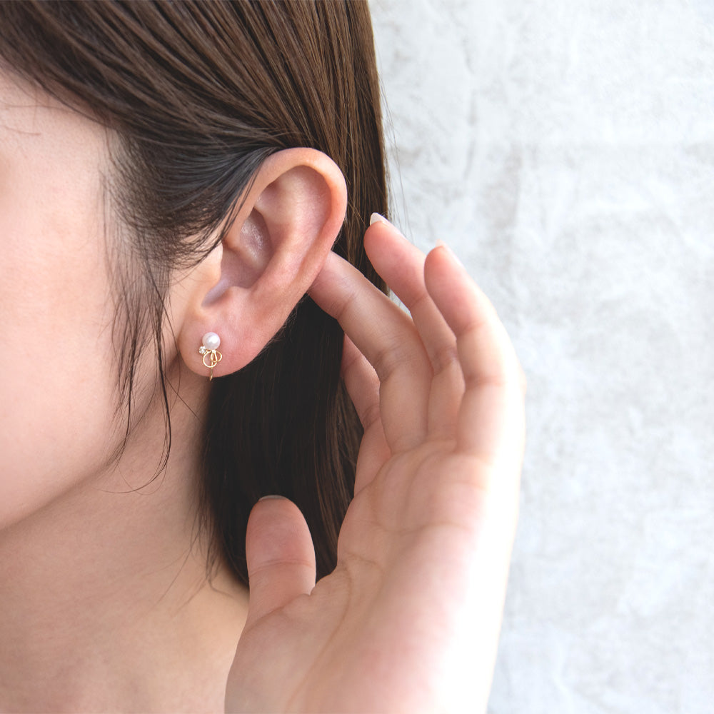 イヤリング ニッケルフリー メタル ワイヤー ドロップ パール ストーン ネジバネ式イヤリング