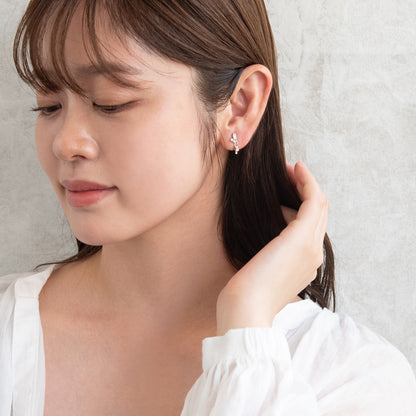 イヤリング ニッケルフリー メタル ミニ ストーン レクタングル 下がり ネジバネ式イヤリング