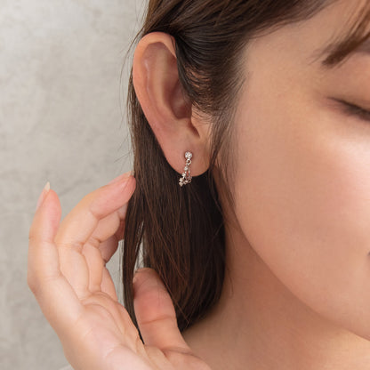 イヤリング ニッケルフリー メタル ミニ ストーン 連爪 ライン ネジバネ式イヤリング