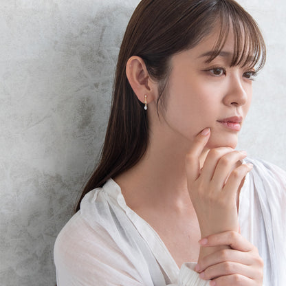 イヤリング ニッケルフリー メタル キュービックジルコニア ミニ ストーン ドロップ 下がり ネジバネ式イヤリング