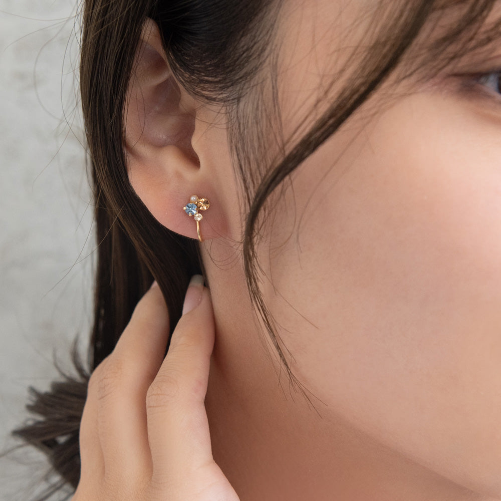 イヤリング ニッケルフリー メタル ミニ カラーストーン パール