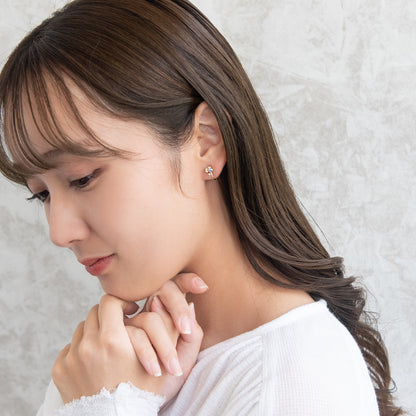 イヤリング ニッケルフリー メタル ミニ カラーストーン パール ランダム ネジバネ式イヤリング