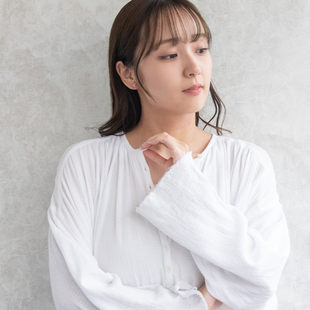 イヤリング ニッケルフリー メタル ミニ カラーストーン パール ランダム ネジバネ式イヤリング