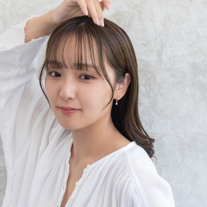 イヤリング ニッケルフリー メタル キュービックジルコニア ミニ カラーストーン ライン 下がり ネジバネ式イヤリング