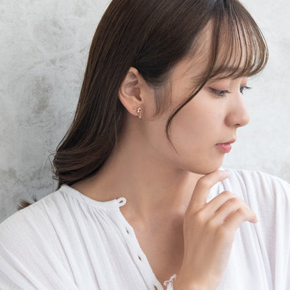 イヤリング ニッケルフリー メタル ワイヤー ドロップ ミニ カラーストーン パール 下がり ネジバネ式イヤリング